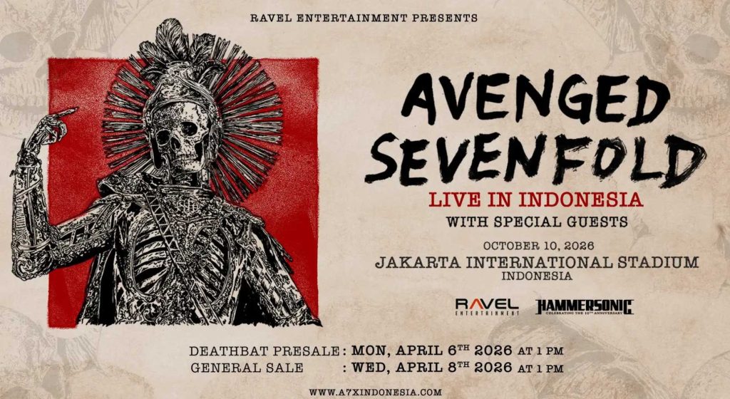 Get details on Avenged Sevenfold's Jakarta concert at JIS on Oct 10, 2026. Find ticket prices, pre-sale dates, and why A7X chose Indonesia for this stadium show.