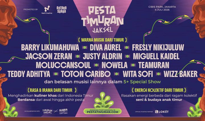 Discover Pesta Timuran 2026 in Jakarta. A vibrant festival featuring Barry Likumahuwa, Nowela, and more, celebrating the rich music and culture of Eastern Indonesia.